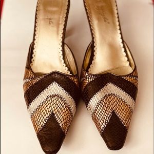 J. Renee leather snake skin mule high heels